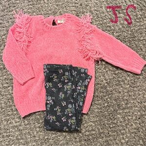 Jessica Simpson Pink Fringed Sweater Set